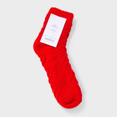 Women's Super Soft Herringbone Textured Double Lined Cozy Ankle Socks - Auden Red 4-10 - image 2