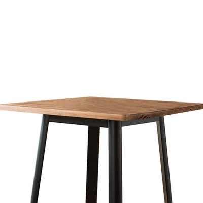 Industrial Pine Wood Square Bar Table in Natural & Black