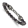 Chisel Stainless Steel Antiqued White Bronze-plated Eagle Heads 8mm Labradorite Beaded 7.25" Stretch Bracelet - 2 of 4