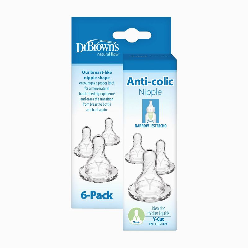 Dr. Brown&#39;s Y-Cut Narrow Baby Bottle Silicone Nipple - Ideal for Thicker Liquids - 6pk - 9m+, 3 of 18