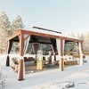 COWLOWN 12' X 18' Double Tier Hardtop Gazebo Equipped with Reinforced Galvanized Steel Roof, Curtains and Netting for Patio, Lawn, Deck and Backyard - 3 of 4