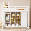 Sapphtopaz Wood Loft Bed with Wardrobe & Storage Cabinet,Versatile Bed Frame with Ladder & Guardrail,Space-Saving Bed for Adults&Teen - 3 of 4