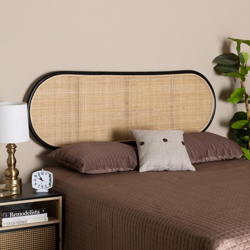 Bali Pari Reegan Modern Bohemian Two tone Black And Natural Brown Rattan Queen Size Standalone Headboard Target