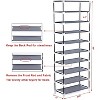 Shoe Rack 10-Tier Organizer - Space Saving Non-Woven Shoe Cabinet with 9 Compartments, Rose Red - 2 of 4
