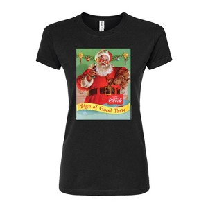 Women's - Coca-Cola - Sip Of Good Taste Vintage Coca Cola Santa Fitted Graphic T-Shirt - 1 of 3