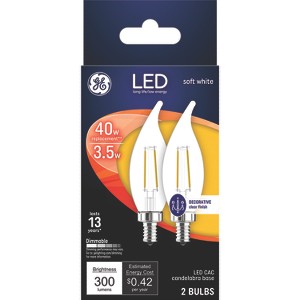 GE 2pk Soft White LED 40W Clear CA11 - 1 of 3