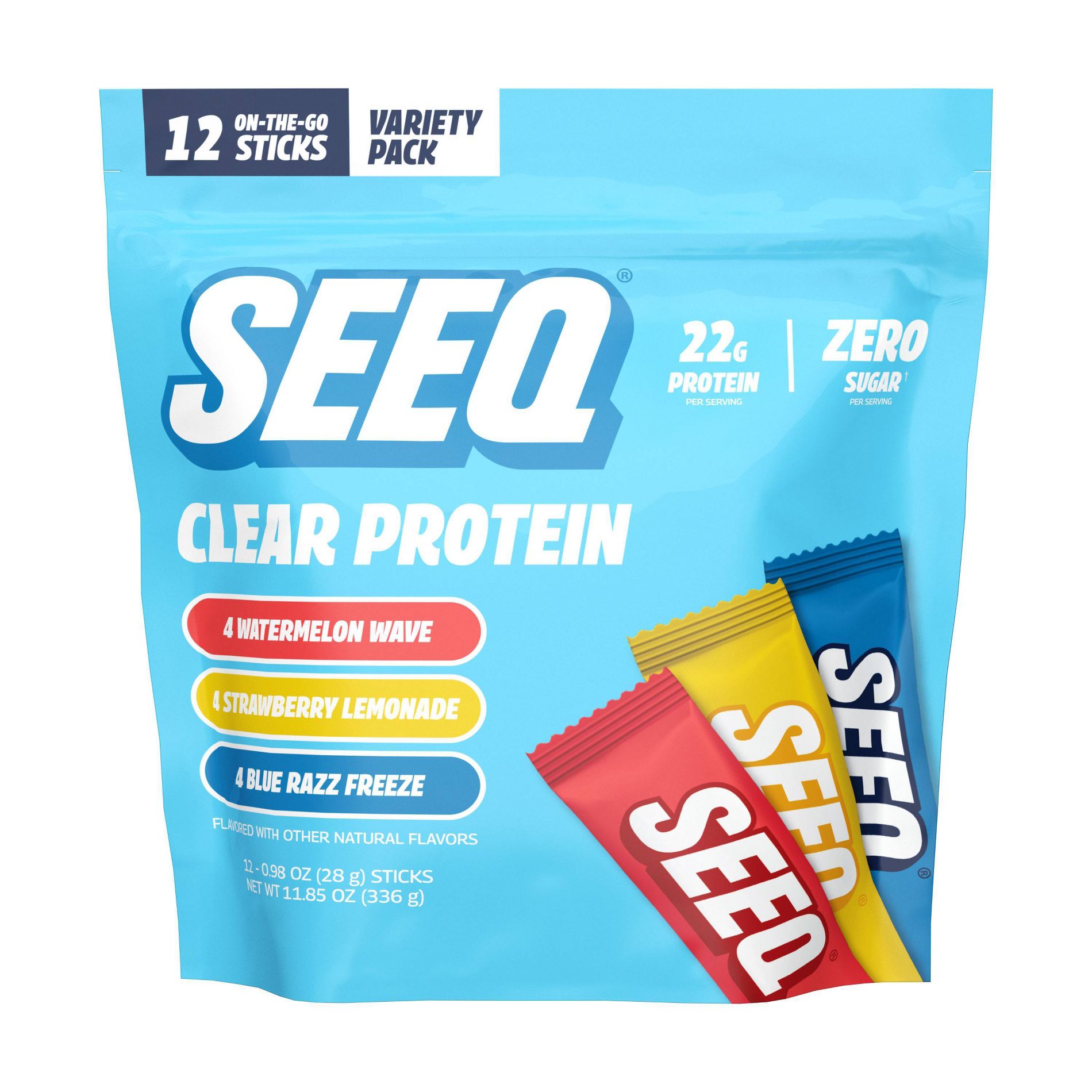 Seeq Clear Protein Powder On the Go - Multi Flavor Pack - 12ct