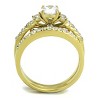 Slickblue Women's Gold-Tone CZ Engagement Ring Set, Round Cut, Layered Two-Piece Style, Prong Set, Sizes 5-10 - 3 of 4