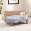 Corgi 26" Wide Small Dog Bed with Removable Cover,Velvet Cushion With Solid Wood legs and Bent Wood Back-The Pop Home - 4 of 4