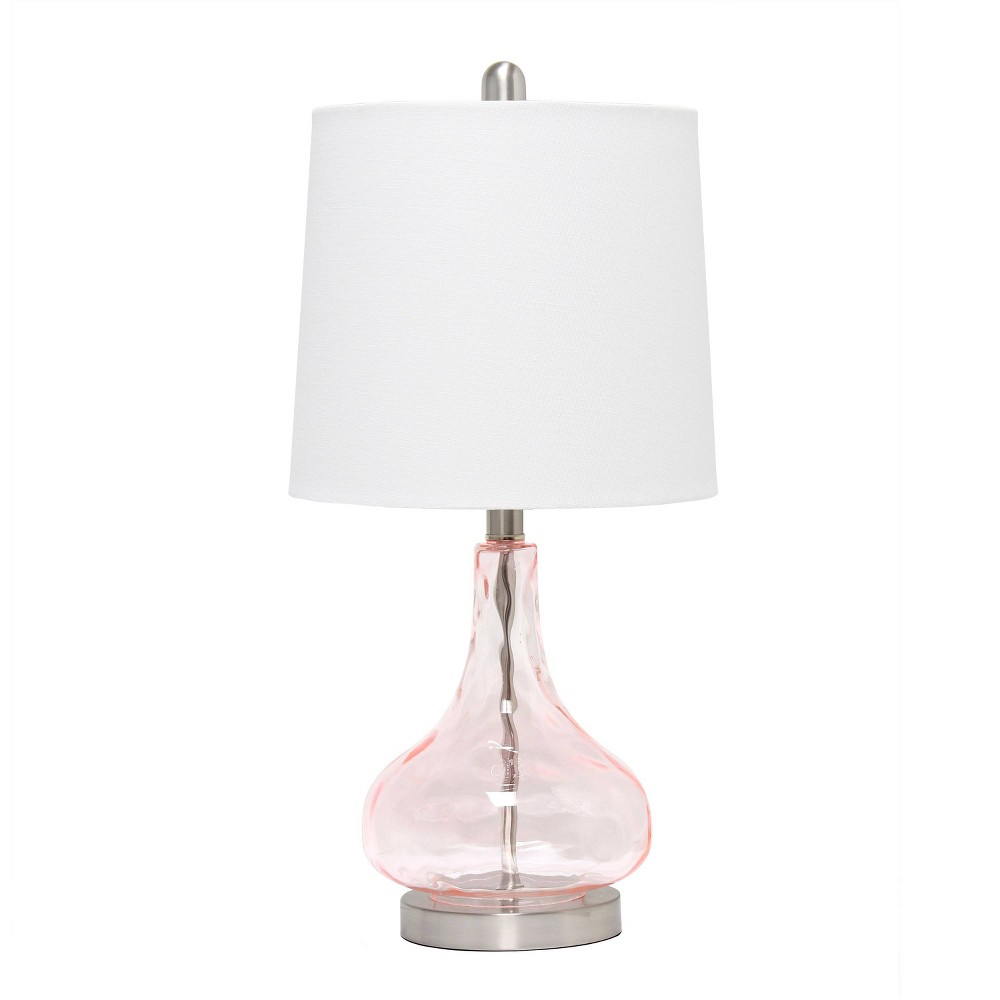 Photos - Floodlight / Street Light Rippled Glass Table Lamp with Fabric Shade Light Pink - Lalia Home: UL Listed, Tapered Empire Shade, Metal Base