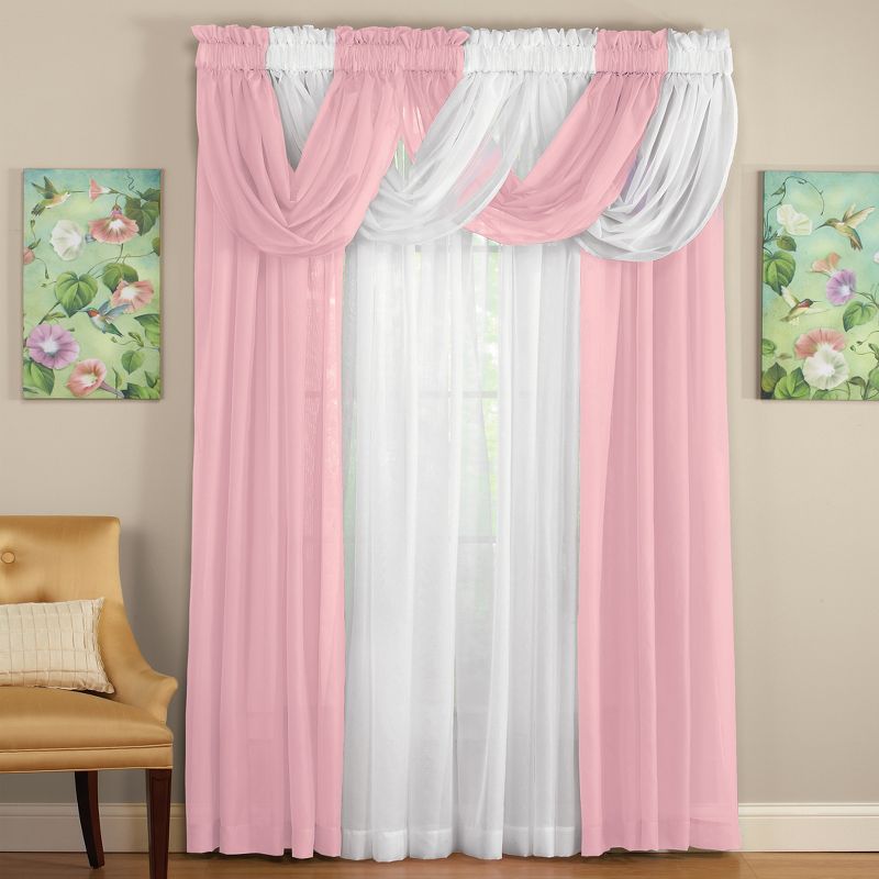 Collections Etc Scoop Two-Piece Rod Pocket Solid-Colored Sheer Valances for Windows, Decorative Accent and Added Privacy for Any Room in, 4 of 6