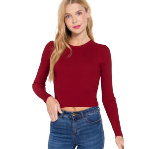 Slickblue Women's Casual Knit Top with Open Back - Long Sleeves - Soft Rayon Blend - Color and Size Option - 1 of 4