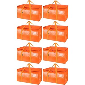8-Pack Oversized Moving Bags with Reinforced Handles, Heavy-Duty Storage Tote for Clothes, Moving Supplies (Orange) - 1 of 1