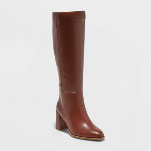 Women's Eve Wide Calf Tall Dress Boots - A New Day™ Brown 5wc : Target