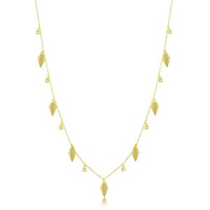 Bella Silver Sterling Silver CZ & Diamond-Shaped Charm Necklace - Gold Plated - Gold - 16+2 Inch - 1 of 2