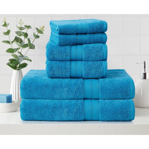 6pk Cotton Rayon from Bamboo Bath Towel Set Aqua - Cannon