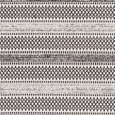 Hand-knotted Black and White Wool Cotton Stripe Area Rug 6'7" x 9'