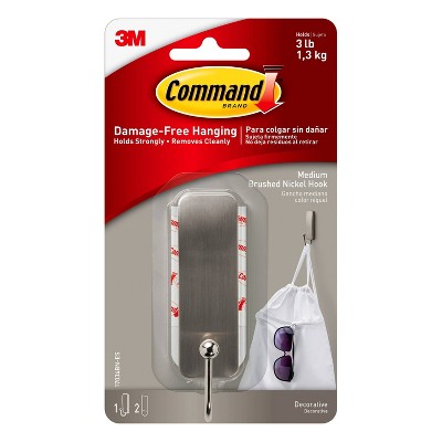 Command Medium Sized Hook Nickel