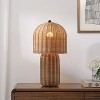 JONATHAN Y Minna 22.5" Modern Coastal Woven Rattan Arched LED Table Lamp, Natural Brown - 2 of 4