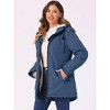 INSPIRE CHIC Women's Winter Coats Drawstring Waist Front Pockets Faux Fur Hooded Parka Barn Jackets - 3 of 4