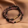 HOPE LOVE SHINE Rhodonite Beaded Bracelet – Gold-Tone Affirmation Bar Stretch Bracelet Gift for Women - 3 of 4
