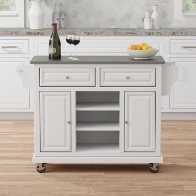 Glenwillow Home Kitchen Cart In Antique White With Stainless Steel Top ...