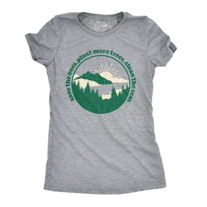 Womens Save The Bees Plant More Trees Calm The Seas T Shirt Funny Earth Day Tee - Crazy Dog Women's T Shirt - 1 of 4