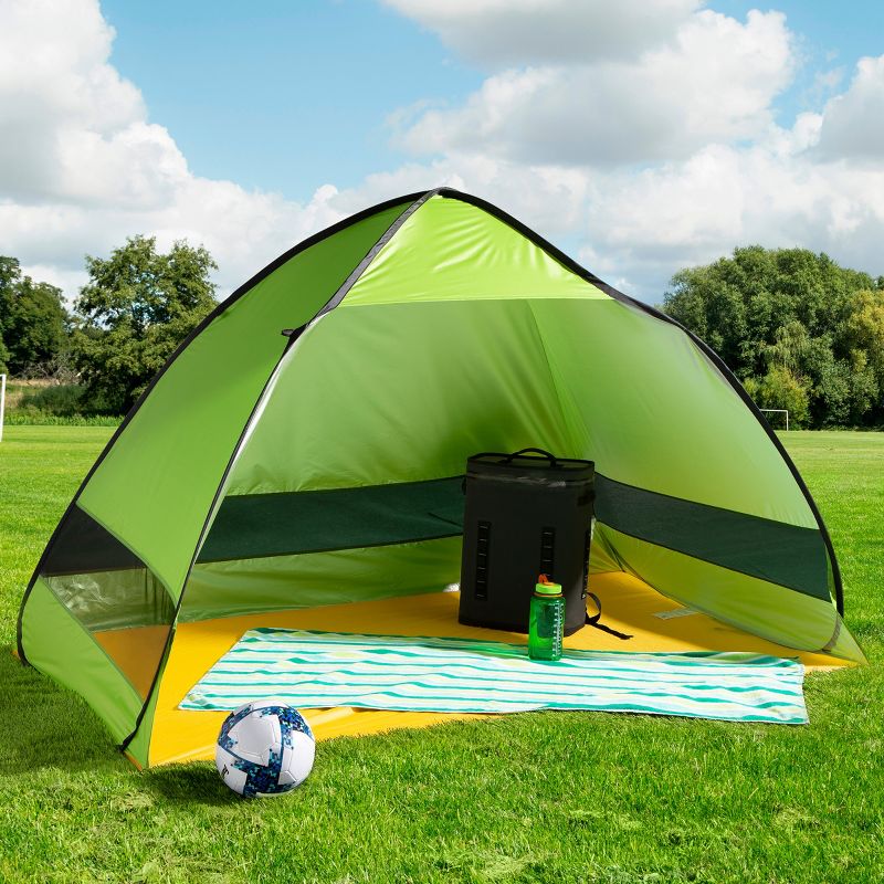 Pop Up Beach Tent with UV Protection and Ventilation Windows – Water and Wind Resistant Sun Shelter for Camping, Fishing, or Play by Wakeman (Green), 3 of 8