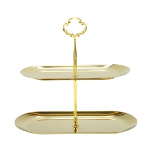 Unique Bargains 2 Tier Dessert Cupcake Stand Flower-Design with Tiered Serving Tray for Donuts Fruit - 1 of 4