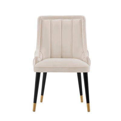 Eda Modern Velvet Upholstered Dining Chair Cream - Manhattan Comfort