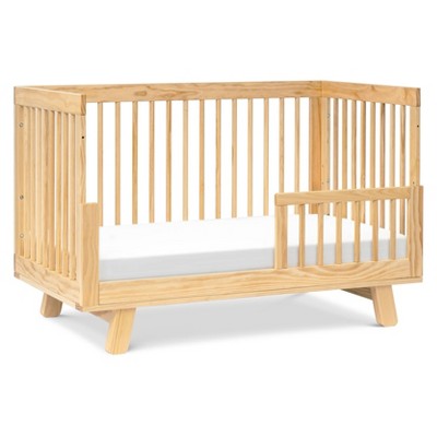 Natural Pine Wood 3-in-1 Convertible Crib with Toddler Rail
