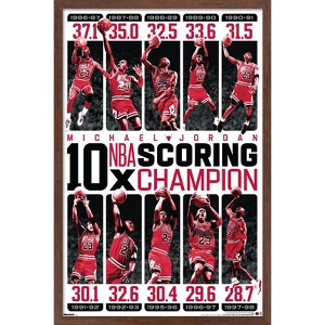 Trends International Michael Jordan - 10x NBA Scoring Champion Framed Wall Poster Prints - 1 of 4