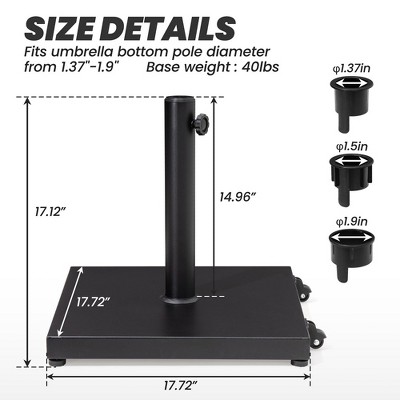 Crestlive Products Patio Umbrella Base 40lbs Umbrella Stand with Wheels Heavy Duty Concrete Stand