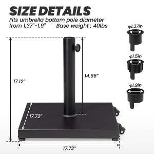 Crestlive Products Patio Umbrella Base 40lbs Umbrella Stand with Wheels Heavy Duty Concrete Stand - 1 of 4