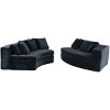 2-Piece Curved Sectional Sofas, 115"Chenille Fabric Modular Couch with 5 Pillows, No Assembly Needed – Cuddlewood - 3 of 4