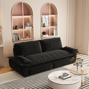 Whisen 3-in-1 Velvet Queen Sleeper Sofa Bed & Chaise Lounge & Loveseat Sofa, 2 Seats - 1 of 4