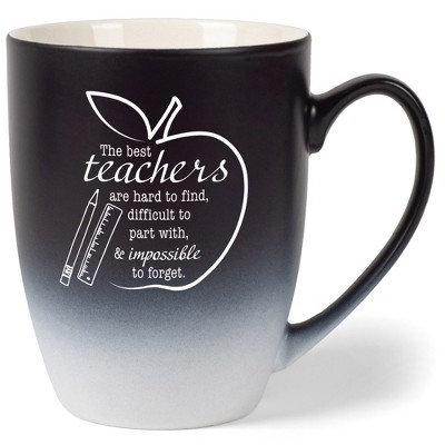 Best Teachers Are Hard To Find, Difficult To Part With, & Impossible To Forget Two Toned Matte Black  White 12 ounce Ceramic Stoneware Coffee Cup Mug