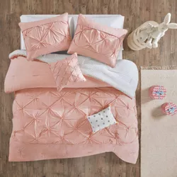 Full/Queen Reversible Melody Cotton Comforter Set Blush