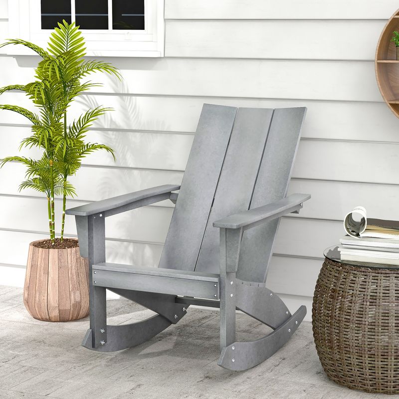 Costway Patio Adirondack Rocking Chair All Weather HDPE Porch Rocker 330lbs Grey Outdoor, 2 of 13