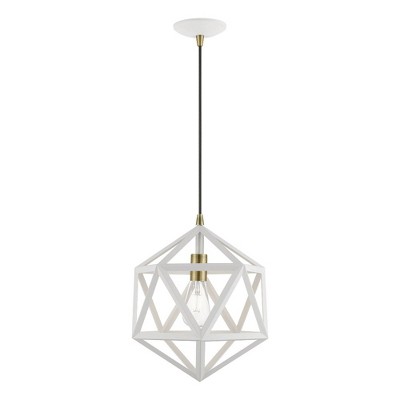 Livex Lighting Ashland 1 - Light Pendant in  Textured White/Antique Brass