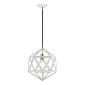 Livex Lighting Ashland 1 - Light Pendant in  Textured White/Antique Brass - 1 of 2