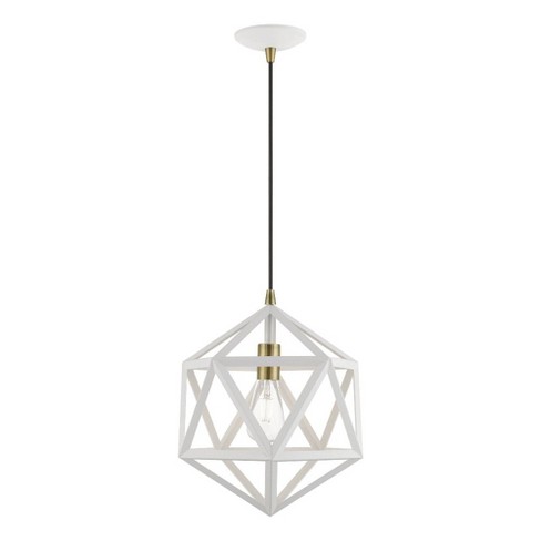 Livex Lighting Ashland 1 - Light Pendant in Textured White/Antique Brass