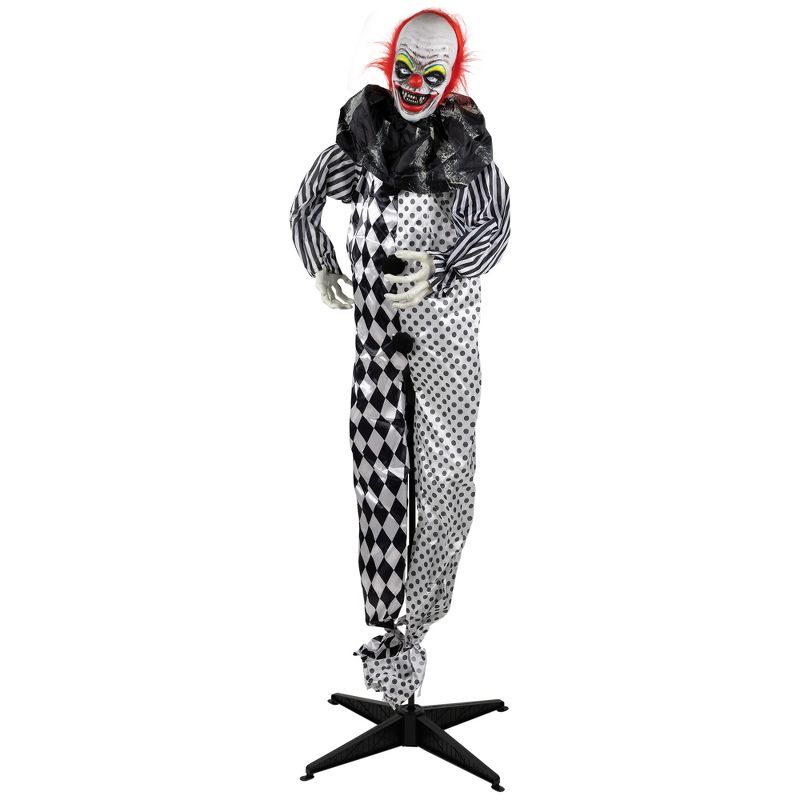 Northlight 5.5' Animated Standing Clown with Glowing Eyes Halloween Decoration, 1 of 9