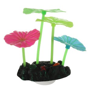 Unique Bargains Soft Silicone Glowing Aquarium Simulation Lotus Leaf Multicolor - 1 of 4