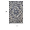 Gray Blue and Ivory Oriental Power Loom Area Rug - 3 of 4