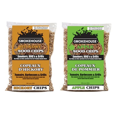 Smokehouse Apple and Hickory BBQ Smoker & Grill Smoking 100 Percent Natural Hardwood Wood Chips, 1.75 Pound Bag (2 Pack)