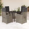 vidaXL Bistro Set Grey PE rattan Standard Adjustable Footrests - 31.5" Table Length Sharp Leg 4 Items - 2 of 4