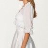 Anna-Kaci Women's Sheer Ruffle Trim Bolero Top with Puff Sleeves Layered Front Tie Detail and Elegant Overlay 8.5x13in - One Size Fits Most, White - 3 of 4