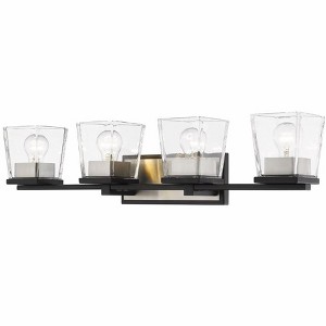 Bleeker Street 4-Light Vanity - Matte Black & Brushed Nickel, Dimmable, Damp Rated - 1 of 3