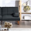 NicBex Couches for Living Room Comfort 2 Seat Sofa Couch Polyfiber Adjustable Tufted Upholstered Loveseat Sofa Couch with Solid Wood Legs, Black - 2 of 4